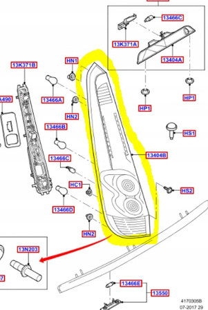 FORD OE 1432269 - ŚWIATŁO STOPU Z KIERUNKOWSKAZEM _ 1432269 _  6S61-13A602-BE