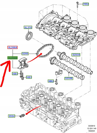 NAPINACZ ŁAŃCUCHA ROZRZĄDU FORD FOCUS Mk2 C-MAX Mk1 FIESTA Mk6 FUSION 1.6 TDCI_1231280_3M5Q-6L266-AA