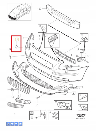Lewa zaślepka spryskiwacza Volvo OE 39991798
