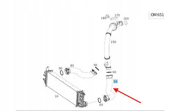 LEWY PRZEWÓD POWIETRZA TURBO MERCEDES SPRINTER W910 OE A9105280700