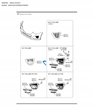 Osłona prawa halogenu - Mazda CX-5 KE 2011-2012_KD5350C11