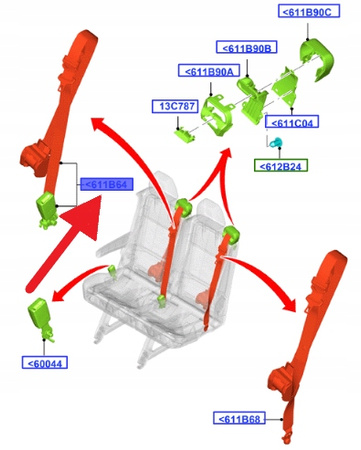 PAS BEZPIECZEŃSTWA 4OS FORD TRANSIT 2014- OE 2041241 _ BK31-V611B66-BE3JA6