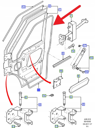 USZCZELKA DRZWI PRZÓD FORD TRANSIT 2000- 05 OE 4467595 _ YC15-V20708-BD