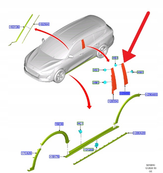 LISTWA PIONOWA DRZWI LEWY TYŁ FORD FOCUS 2018- 2275615 _ JX7B-A254A41-AC