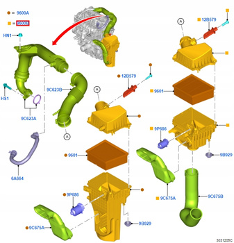 KPL. FILTR POWIETRZA FORD FIESTA Mk7 1.6 EcoBoost_2024372_G1BY-9600-AA