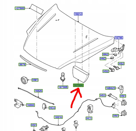 GUMA PODPORA ODBOJNIK MASKI FORD MONDEO MK4 2007-_1699900_7S71-16C618-BC