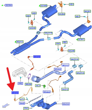 SONDA LAMBDA PRAWA 6R80 5.0 V8 MUSTANG 2015- OE 5356111 _ FR3A-9Y460-HA
