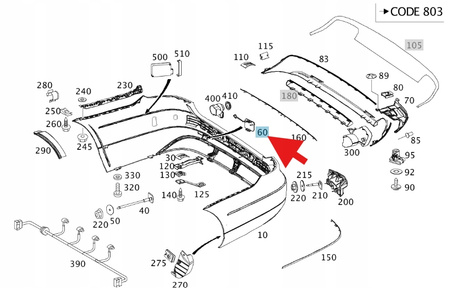 ZAŚLEPKA HAKA ZDERZAKA TYŁ MERCEDES E W212 OE A21288504269999
