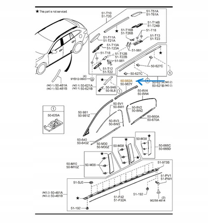 Listwa tylna prawa okna - Mazda 6 GL_GRF950991B