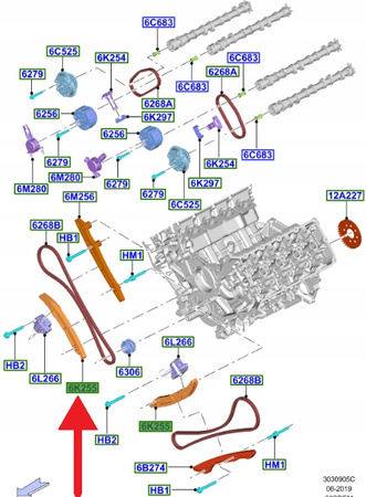 RAMIĘ ŁAŃCUCHA ROZRZĄDU 5.0 FORD MUSTANG 2015- OE 5278717 _ FR3E-6K255-AB