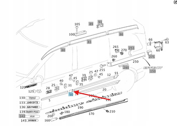 LISTWA OZDOBNA KLAPKI WLEWU PALIWA MERCEDES VITO W639 OE A6396900862