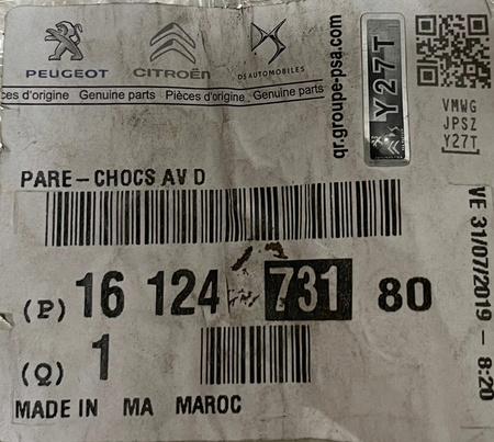 Citroen OE 1612473180 zderzak