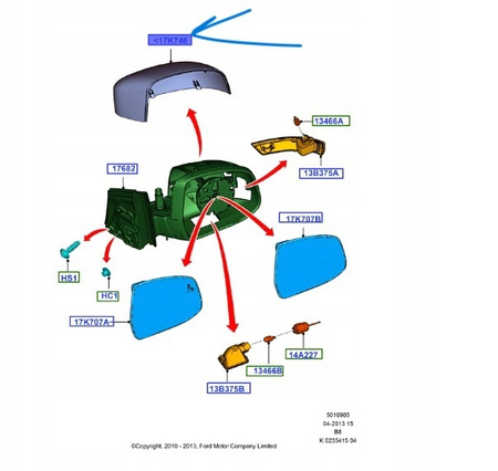 Obudowa lusterka prawa strona - Ford Focus Mk3_ 2032200 _ BM51-17K746-AB5AK5
