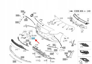 PODKŁADKA TABLICY REJESTRACYJNEJ PRZÓD MERCEDES A klasa W176 OE A1768850181