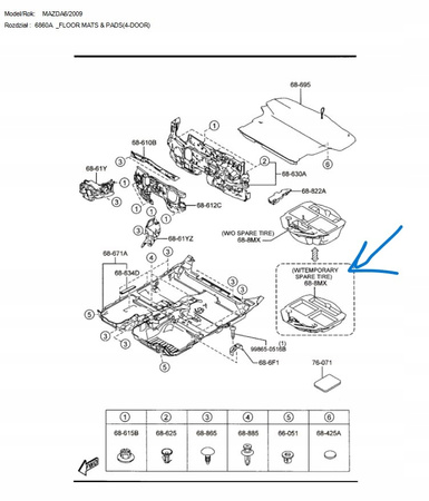 Wypełnienie styropianowe bagażnika - Mazda 6 GH_GS1E688MX