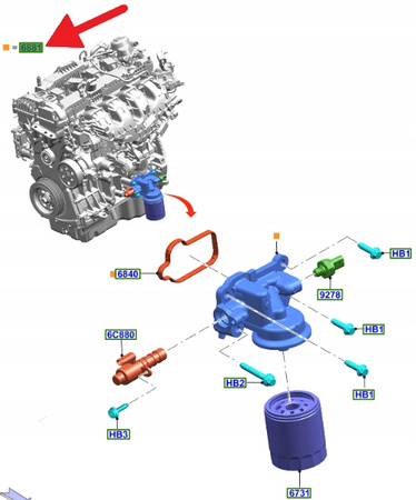 PODSTAWA FILTRA OLEJU 2.0 EB FOD KUGA 2020- OE 2345384 _ K2GE-6881-AC