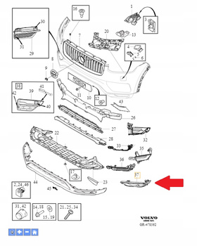 KRATKA ZAŚLEPKA ZDERZAKA PRZÓD PRAWA VOLVO XC90 2016- R-Design OE 31383833