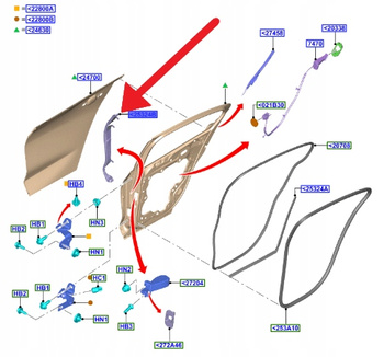 USZCZELKA DRZWI PRAWY TYŁ FORD FOCUS 2018- OE 2283713 _ JX7B-A25332-AC