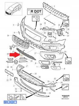 GRILL ATRAPA ZDERZAKA PRZÓD VOLVO XC70 2008- OE 30678691