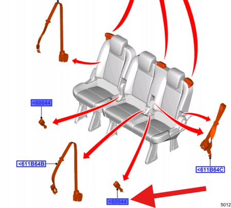 KLAMRA PASA BEZP TYŁ FORD TRANSIT CUSTOM 2012- 2145997 _ CK41-1460044-AB