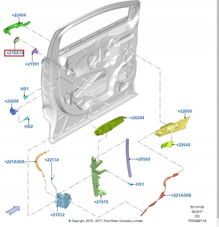 ZAŚLEPKA ZAMKA KLAMKI LEWA FORD MONDEO Mk5 2077644 _  DS73-F218A15-BFXWAA