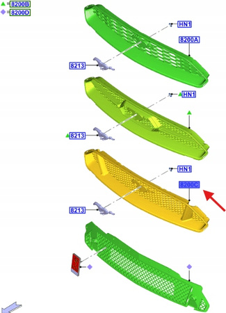 GRILL ATRAPA ZDERZAKA PRZÓD FORD MUSTANG 2019- 2445575 _ JR3B-8150-DG3JA6