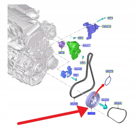 KOŁO PASOWE WAŁU KORBOWEGO 2.0L ECOBLUE KUGA 2020- 2385515 _ KK2Q-6B319-BC