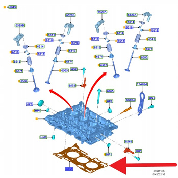 USZCZELKA GŁOWICY CYLINDRÓW 1.5 EB KUGA FOCUS 2019- 2511728 _ HX7G-6051-RA