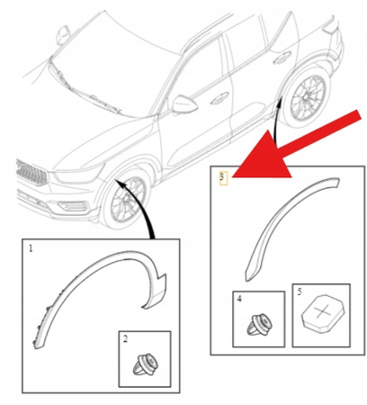 LISTWA BŁOTNIKA LEWA TYLNA VOLVO EX40 XC40 2018- EC40 C40 OE 32314917