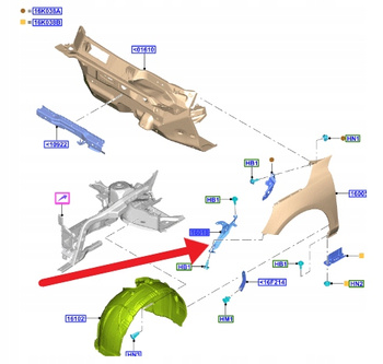 MOCOWANIE BŁOTNIKA PRAWY PRZÓD FORD FOCUS 2018- 2311069 _ JX7B-A16018-AD