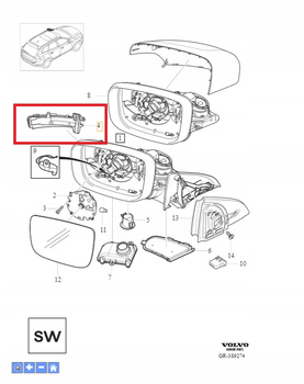 Kierunek lusterka Volvo XC60 (14-17) PRAWY