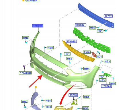 ZDERZAK PRZÓD FORD MUSTANG 2015- OE 5328371 _ FR3B-17C831-ADPRAA