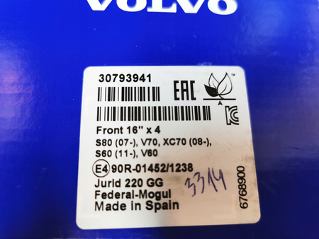 KLOCKI HAMULCOWE PRZÓD VOLVO V60 I 2010- V70 III