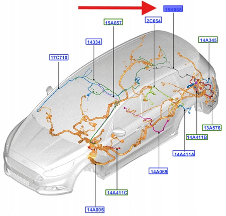 WIĄZKA ELEKTRYCZNA TYLNA FORD S-MAX 2015- 16 OE 2012261 _ E1GT-15K868-AC