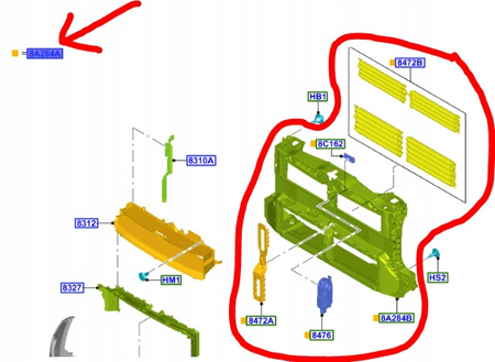 PAS PRZEDNI WZMOCNIENIE ŻALUZJA FORD FOCUS MK4 2711757 _ JX6B-A16E146-B1K
