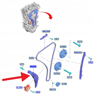 ŚLIZG ŁAŃCUCHA ROZRZĄDU 1.5 EB FOCUS KUGA 2021- 2529803 _ JX6G-6K255-CA