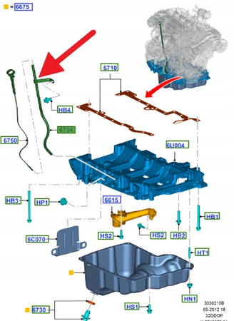 BAGNET MIARKA OLEJU 3.2 TDCi FORD RANGER 2011- OE 2601131 _ NB3Q-6754-AA