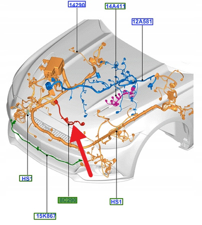 WIĄZKA SILNIKA WENTYLATORA 2.3 MUSTANG 2015- 17 OE 5278594 _ FR3T-8C290-AB