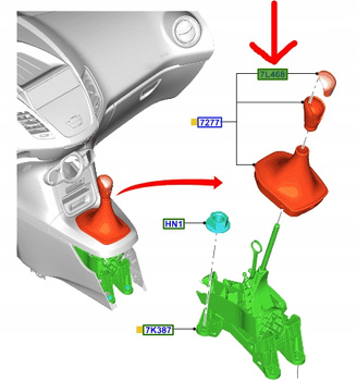 NAKŁADKA GAŁKI ZMIANY BIEGÓW S-MAX GALAXY FOCUS OE 1812416 _ 7G9R-7L468-AB
