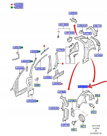 NADKOLE LEWY TYŁ FORD FOCUS Mk1 HATCHBACK_1232966_XS41-A278B51-AL