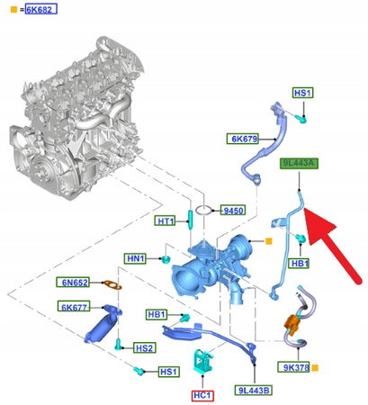 PRZEWÓD TURBINY 1.6 EB FORD MONDEO KUGA FOCUS 1836652 _ BM5G-9G738-EC