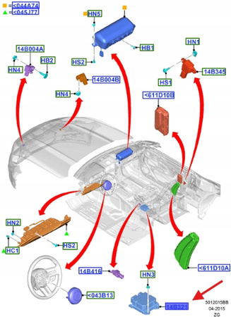 MODUŁ PODUSZKI POWIETRZNEJ FORD MUSTANG 2015- 2017 2035149 _ GR3T-14B321-DF