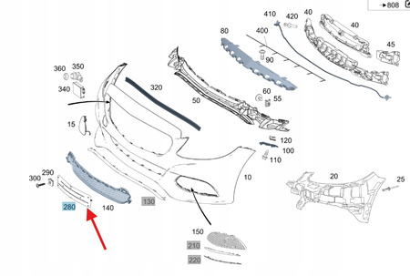 PODKŁADKA POD TABLICĘ REJESTRACYJNĄ MERCEDES C klasa W205 OE A2058803305