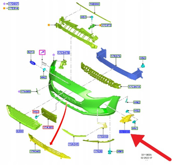 KRATKA ZDERZAKA LEWY PRZÓD FORD FOCUS 2018- 2022 2286255 _ JX7B-19953-A1D