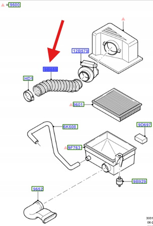 RURA WLOT POWIETRZA BENZYNA FOCUS TRANSIT 2002- OE 1315613 _ 98AB-9R504-GB