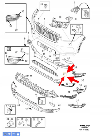 DOLNA KRATKA ZDERZAKA PRZÓD VOLVO XC90 2016-2019 OEM/OE 32227520
