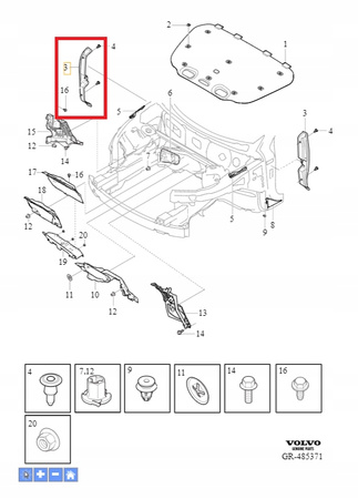 ZAŚLEPKA WYGŁUSZENIE BŁOTNIKA LEWY PRZÓD VOLVO XC60 2018- OE 32338466