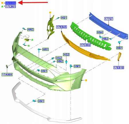ZDERZAK PRZÓD FORD MUSTANG Mk6 2017- OE 2281717 _ JR3B-17C831-FCPRAA