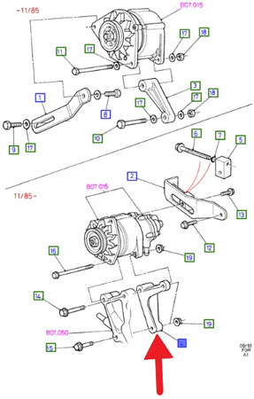 WSPORNIK ALTERNATORA 2.5 DIESEL TRANSIT 1985- 00 OE 6152133 _ 864F-10151-AB