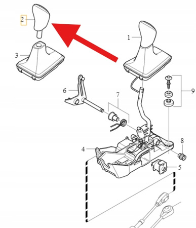 GAŁKA DŹWIGNI ZMIANY BIEGÓW M66 VOLVO V40 2013- OE 31256963